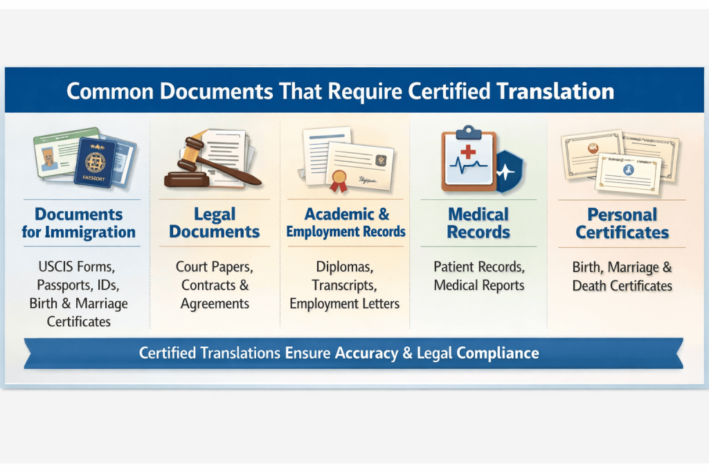 Documents requiring certified translation