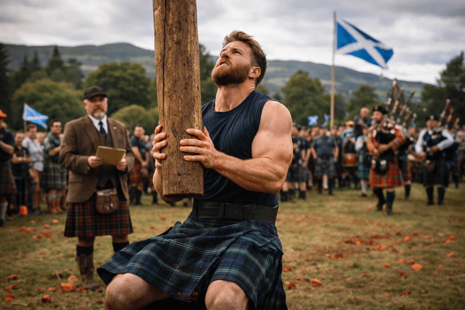 Highland Games caber toss challenge