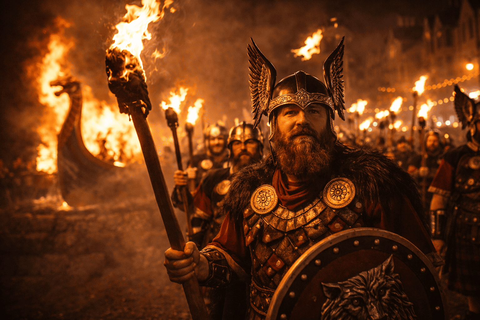 Viking fire procession at Up Helly Aa
