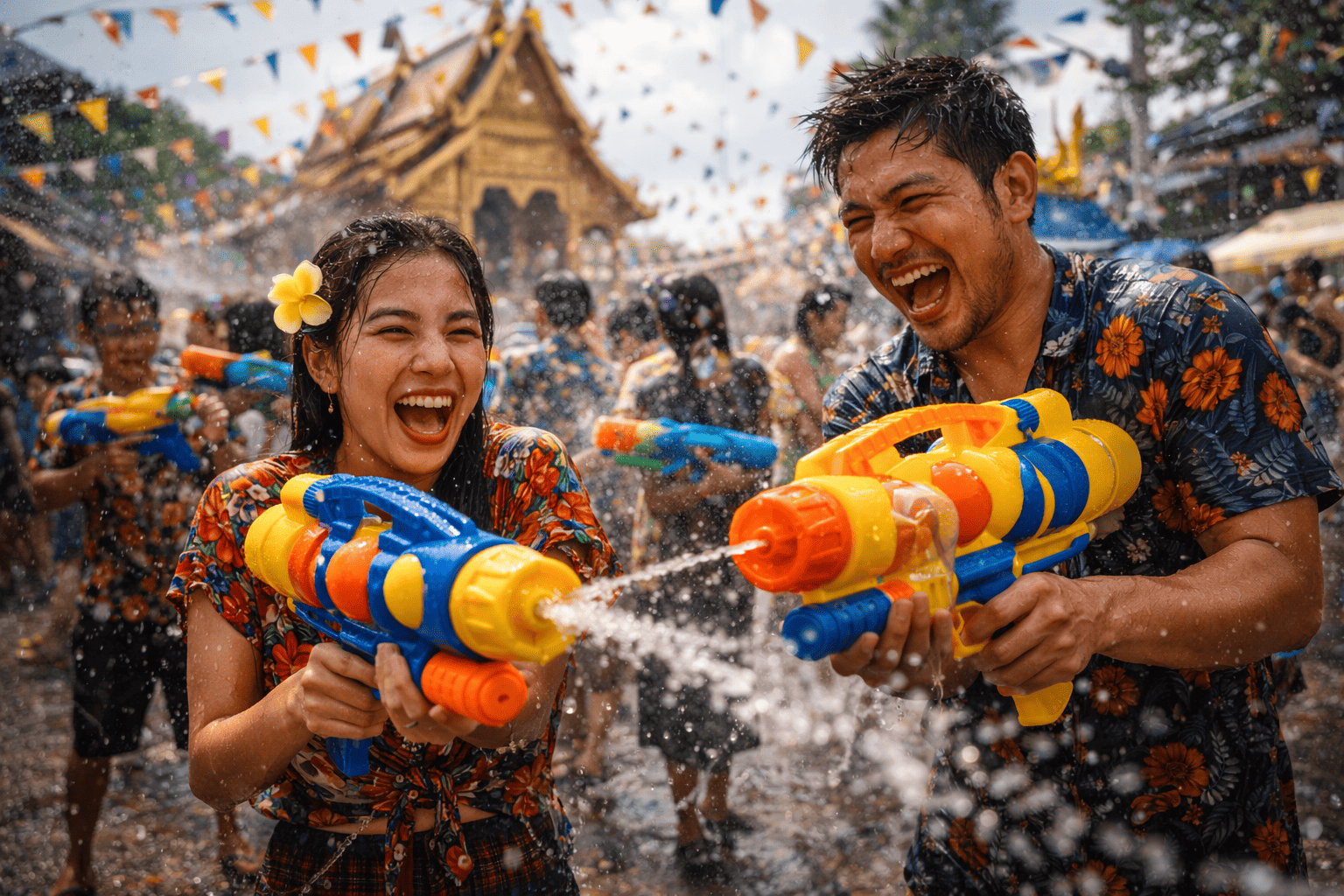 Songkran fun with water guns