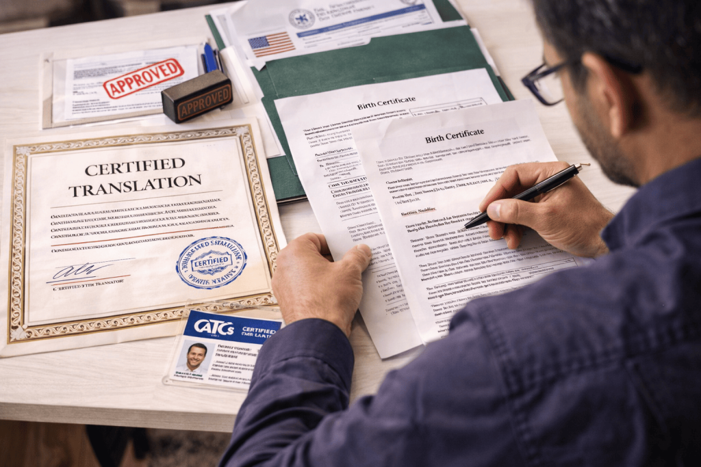 Certified translator at work