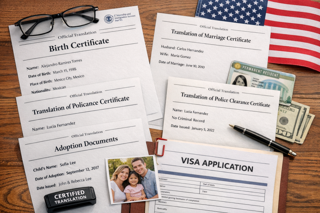 Immigration documents and official translations