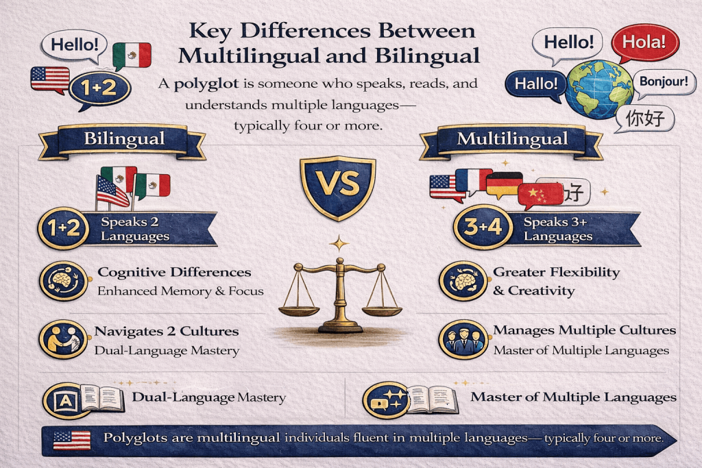 Key differences between bilingual and multilingual
