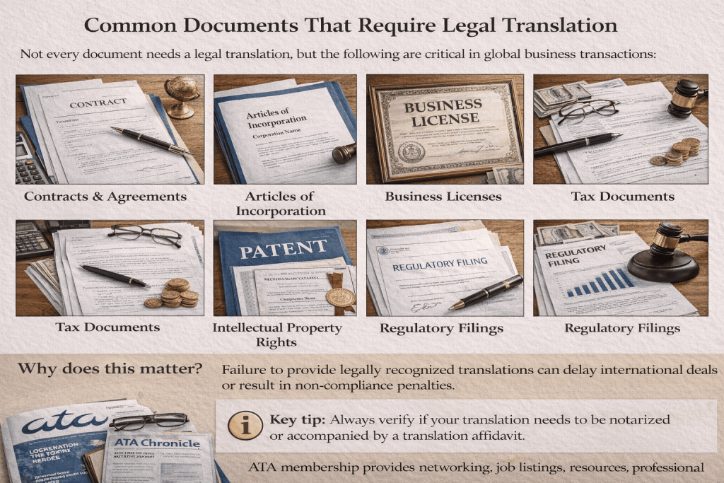 Common legal documents for translation