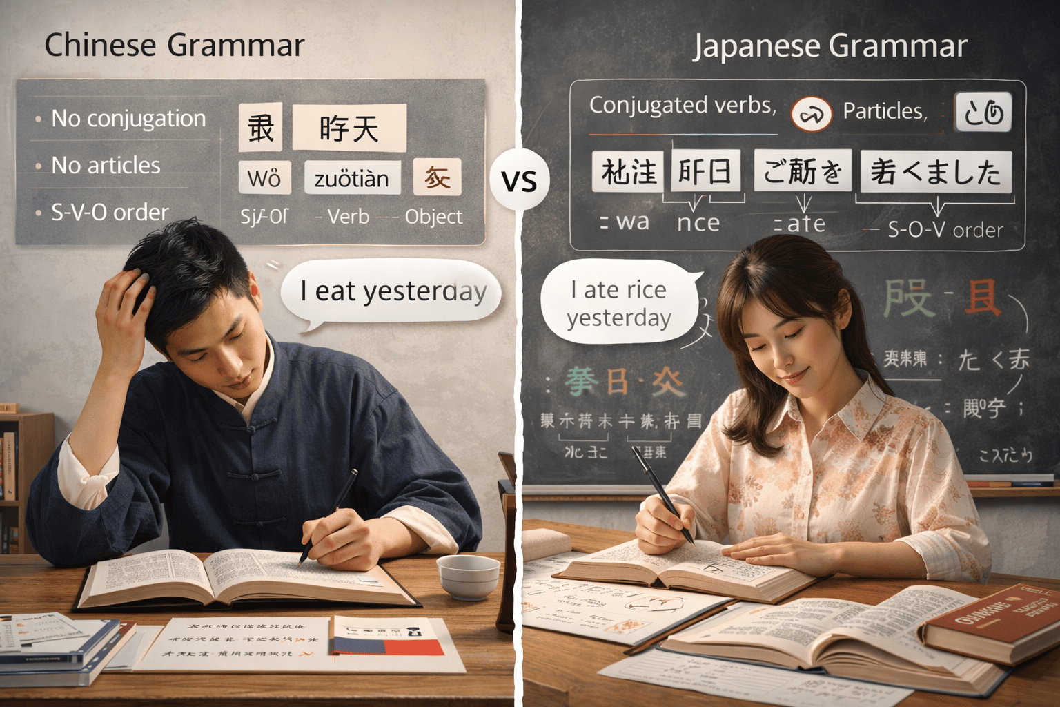 Is Japanese grammar similar to Chinese?