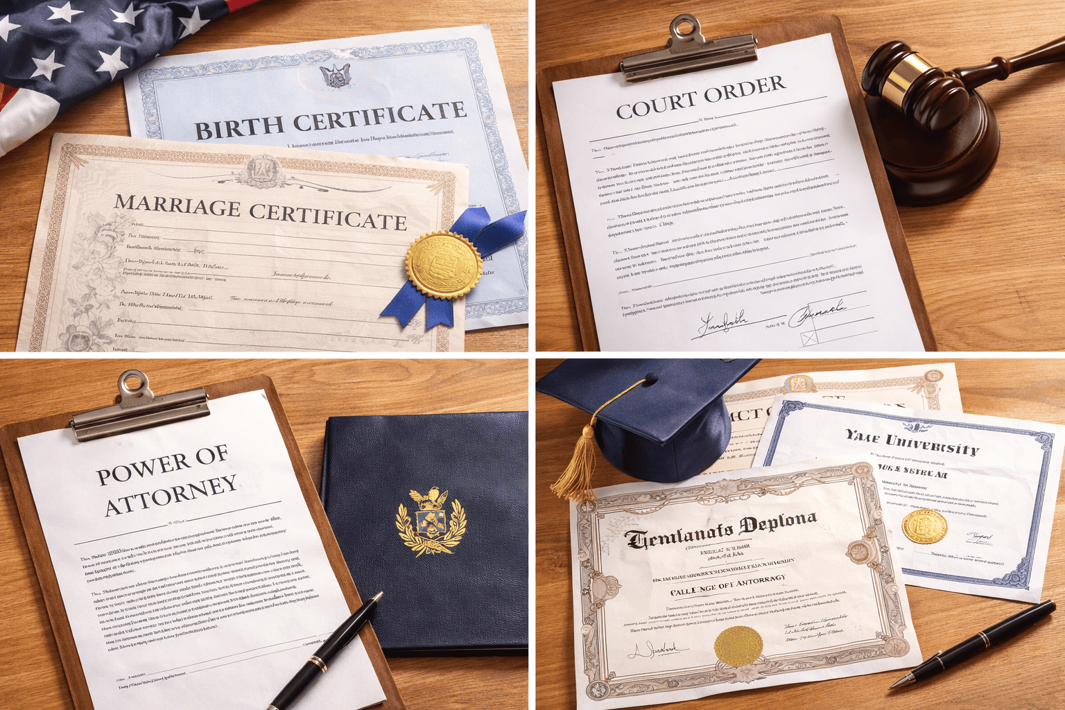 Documents requiring apostille certification