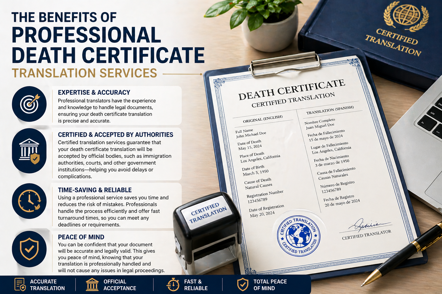 Professional death certificate translation services