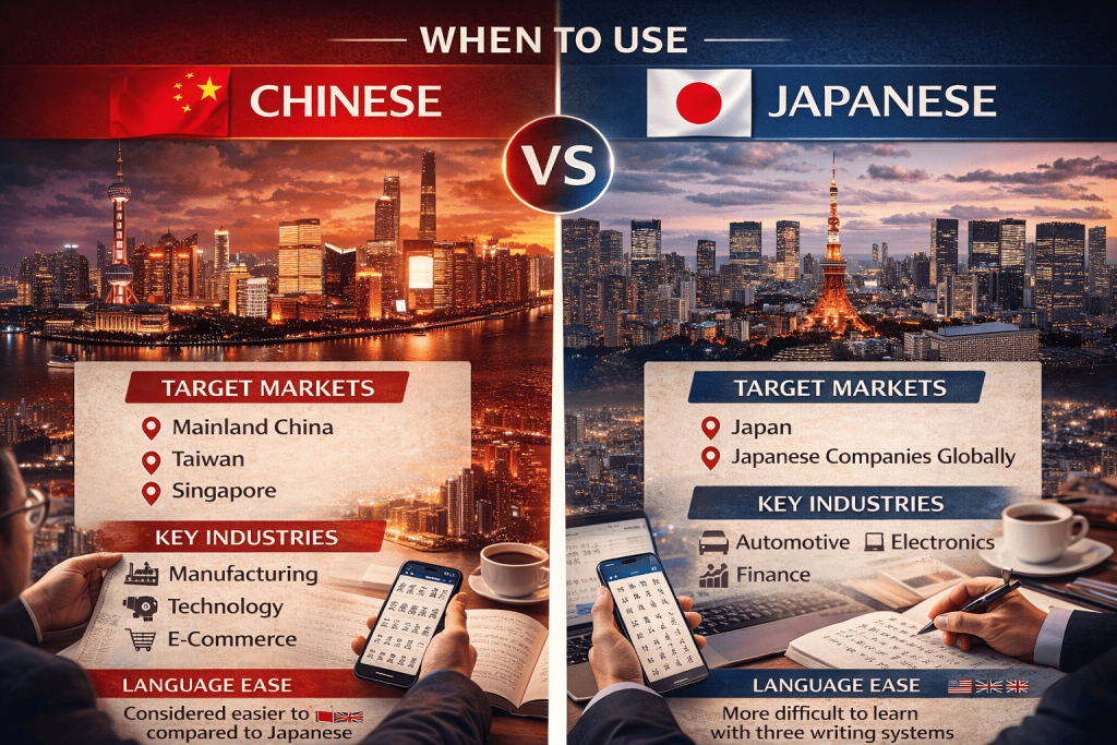 When to use Chinese vs Japanese